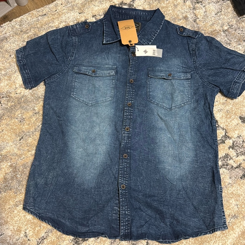 Short sleeve Jean Button Up Top